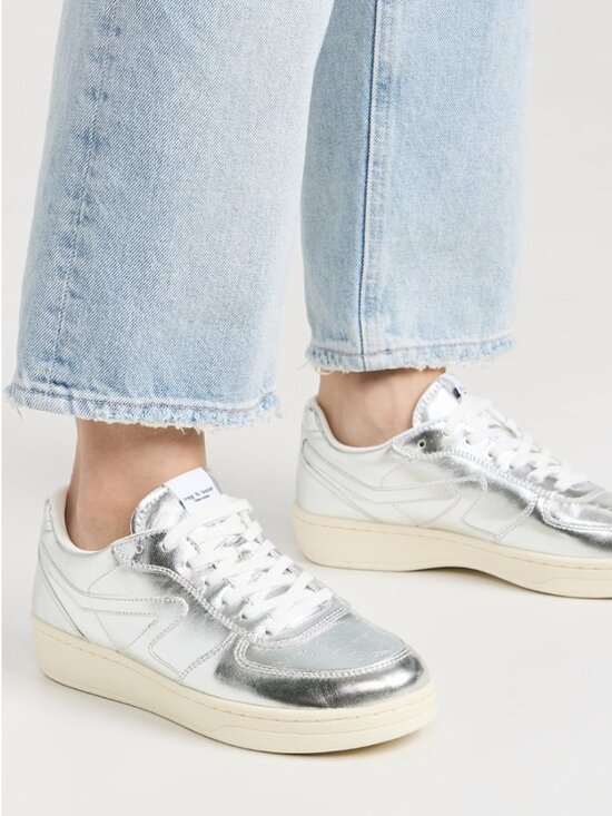 rag & bone Shoes - Rag & Bone Silver Retro Court Sneakers - US 8/ EU 38